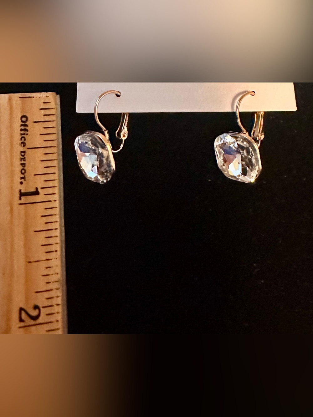 Crystal Drop Leverback Earrings - Gold with Clear Crystal